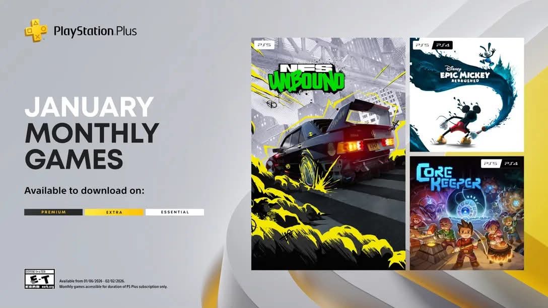 PlayStation Plus janvier 2026 : Need for Speed Unbound, Disney Epic Mickey et Core Keeper offerts